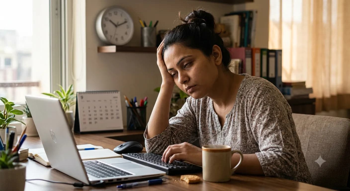 Woman feeling tired and exhausted despite proper sleep - common causes of fatigue